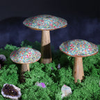 Small Enamelled Mushroom - 10cm - Mediterranean Tile Pattern
