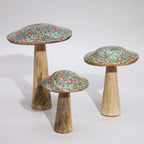 Large Enamelled Mushroom - 20cm - Mediterranean Tile Pattern