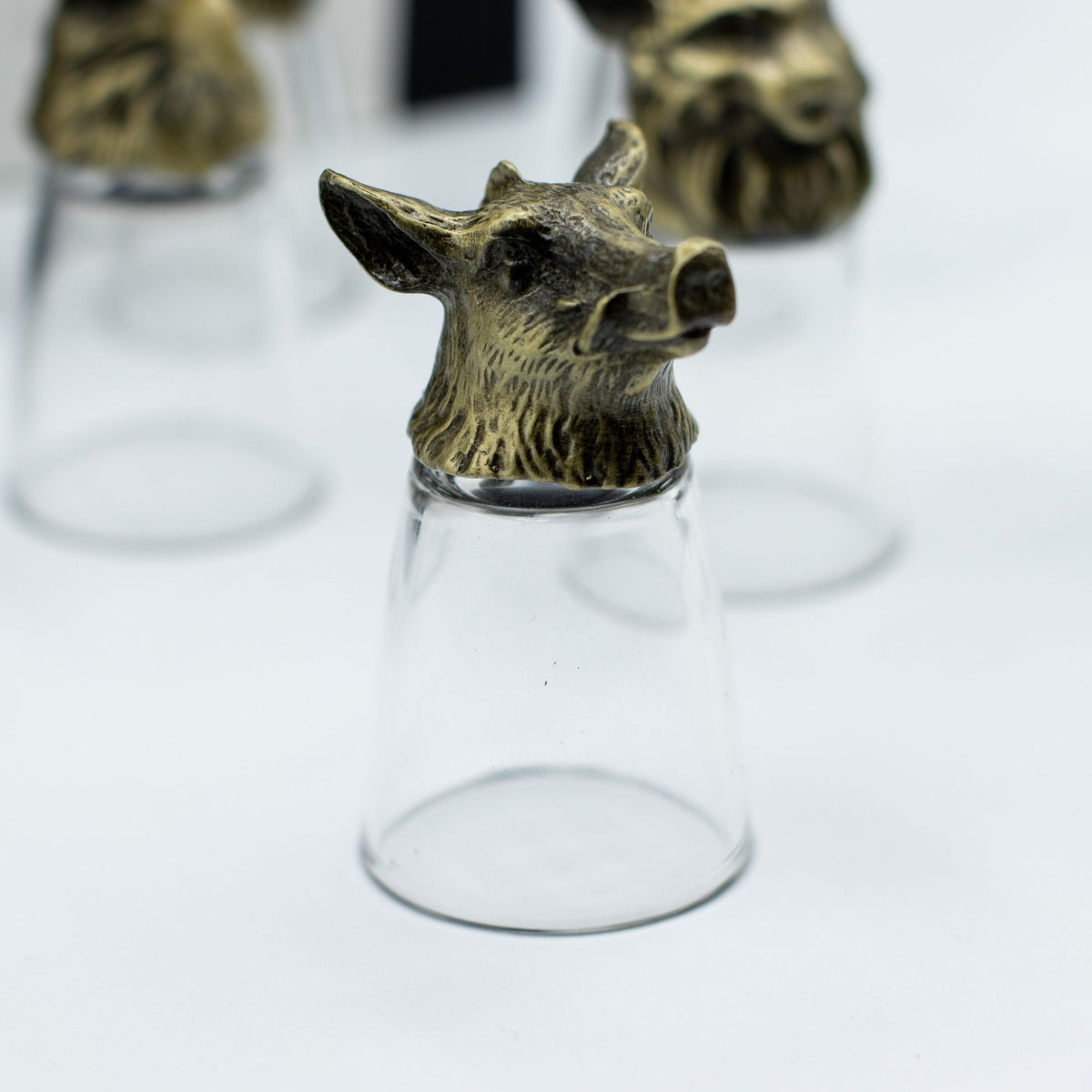 Gift Set of 12 Bottom Up Shot Glasses (25ml) - Forest & Mystical Creatures - Antique Bronze