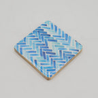 Set of 4 Square Coasters -  Blue Stripes